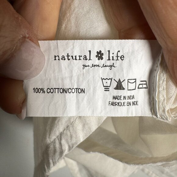 Natural Life White Cotton Ruffle Front Blouse Women’s Size Small boho - Picture 8 of 10